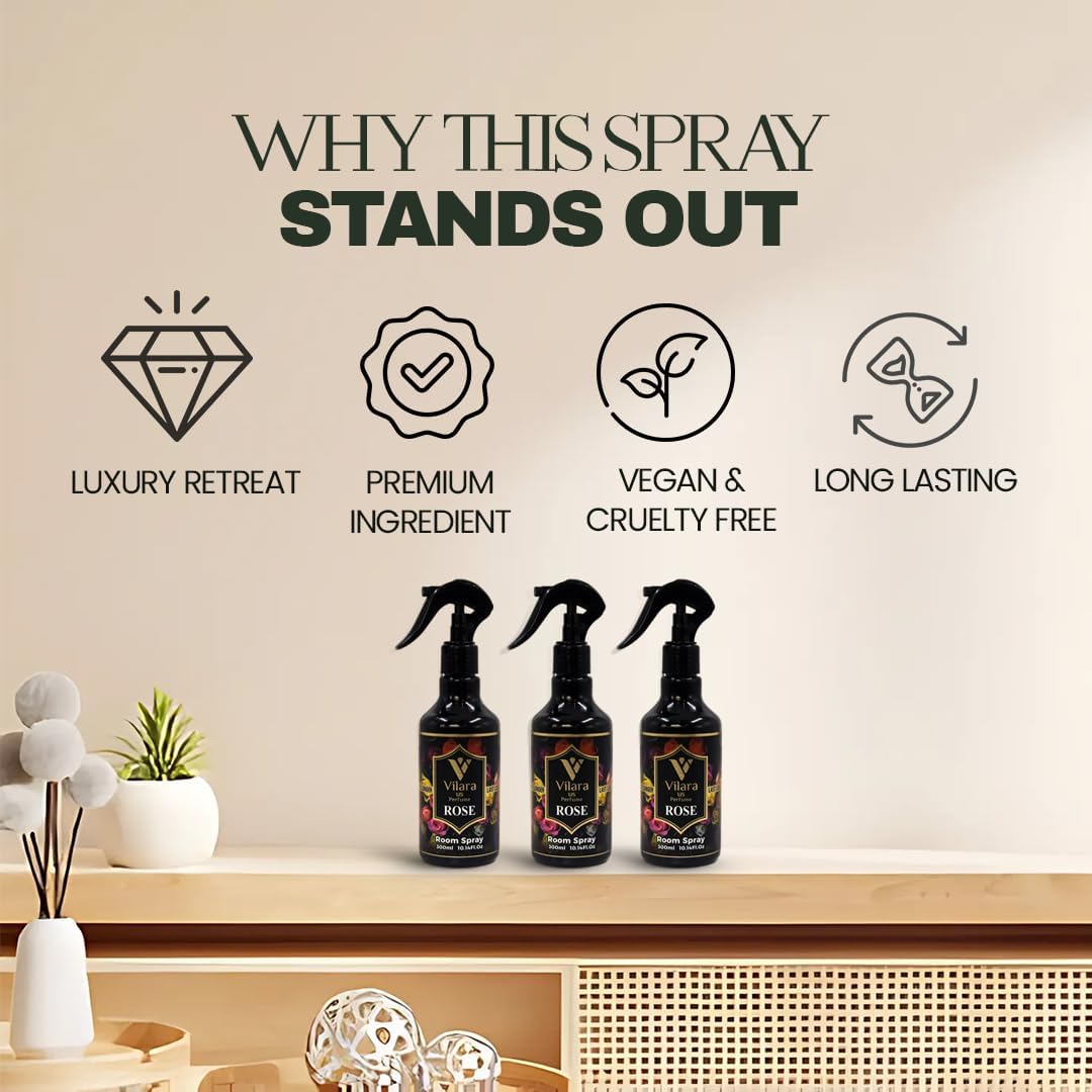 Room Spray Freshener - Long-Lasting Luxury Scents - Room and Linen Spray for Bedding, Sheets, Fabric, Furniture for Aromatherapy - 10.14 fl oz (Multipack 3:Spring,Rose,Jasmine)