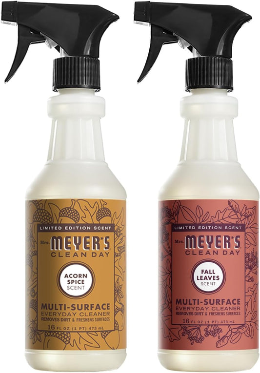 Mrs. MEYER'S CLEAN DAY Multi-Surface Cleaner 2 Pack Variety, 16 OZ Each, 1 CT (Acorn Spice + Fall Leaves)