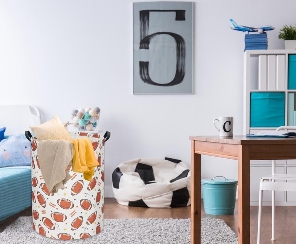 HIYAGON Football Kids Laundry hamper Baby Hamper for Nursery Boy Cute Kids Toys Storage Bin Organizer Football Room Decor for Home(Footballs)