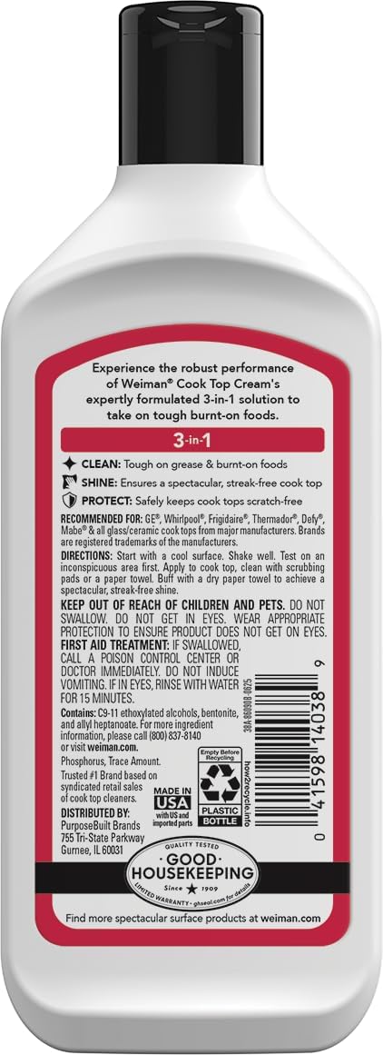 Weiman Heavy Duty Cooktop Polish & Stainless Steel Wipes - Powerful Appliance Kitchen Cleaning Kit - Packaging May Vary