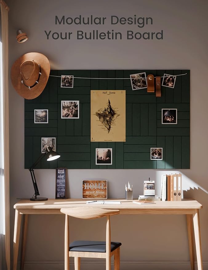 Large Felt Bulletin Board 48" x 36" Cork Board Alternative-12 Pack with 70 Safe Removable Adhesive Tabs, Cork Boards for Walls Cork Board for Home Office Classroom Pin Board (Aurora Green)