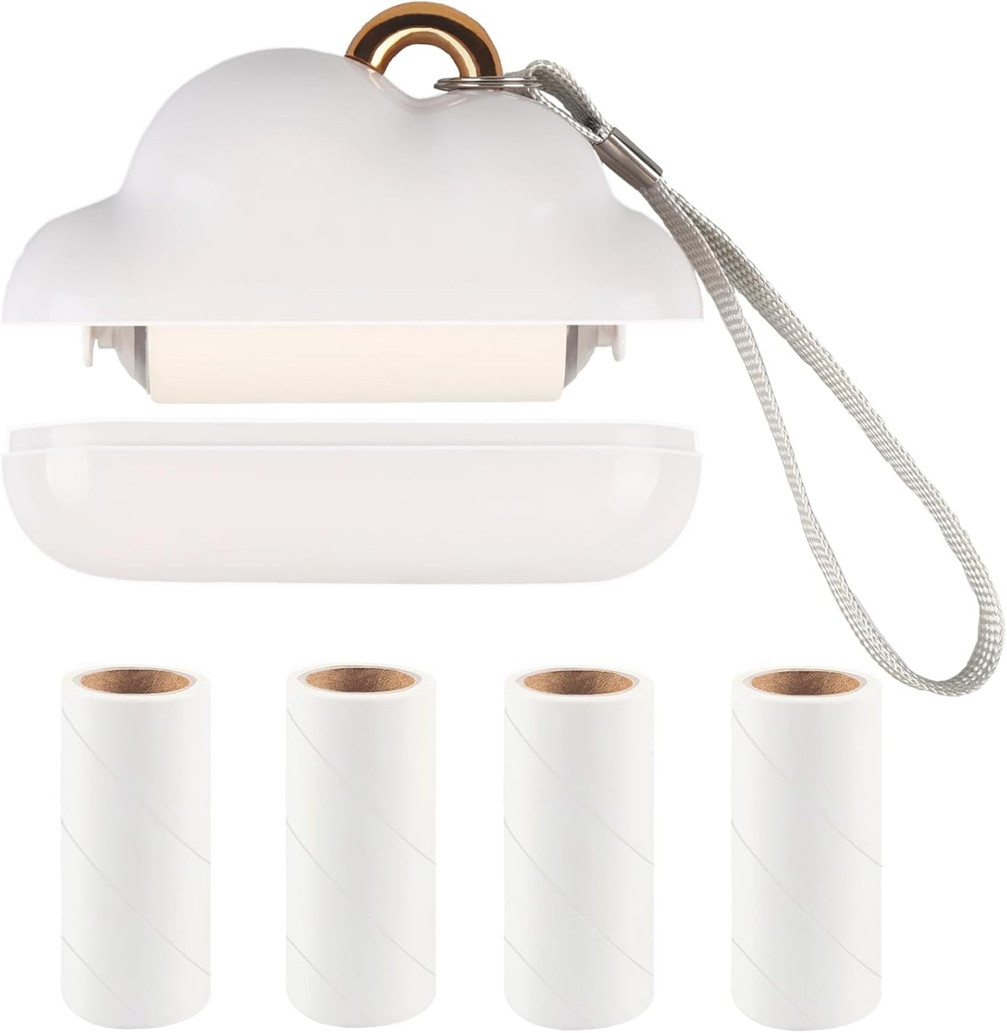 Mini Travel Lint Roller, Reusable Pet Hair Remover for Clothes with 150 Refillable Sheets (White)