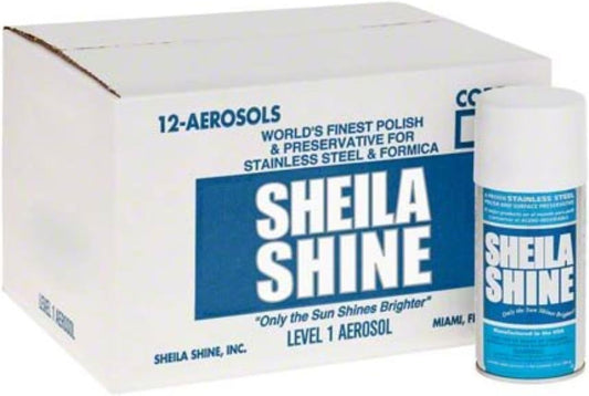 Sheila Shine 12 x 10 Oz. Stainless Steel Cleaner and Polish Aerosol Spray, Protect Household Kitchen Surface, Removes Grease, Fingerprint & Watermark, Polish & Leaves a Streak Free Shine for Appliance