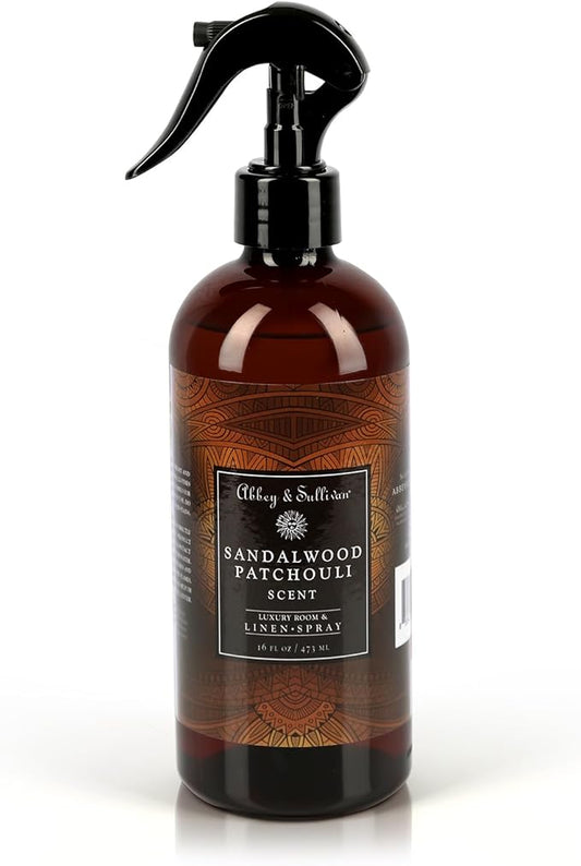 Abbey & Sullivan Odor Eliminating and Refreshing Linen and Room Spray, Sandalwood Patchouli, 16 oz.