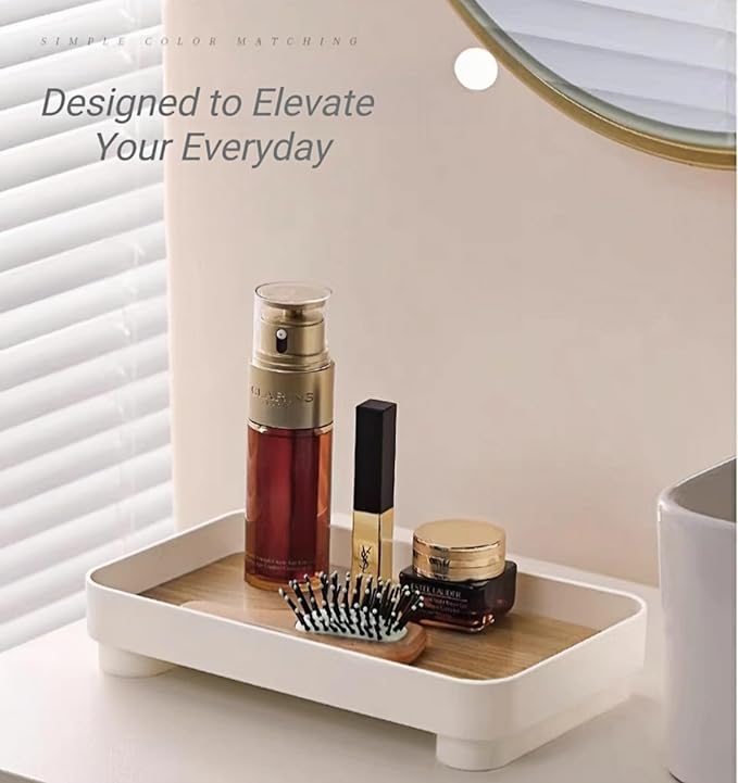 Decorative Tray for Coffee Table, Rectangle Vanity Tray Bathroom Decor, Desk Organizer for Perfume, Candles, Keys, Jewelry Home Decor Trays (Rectangle)