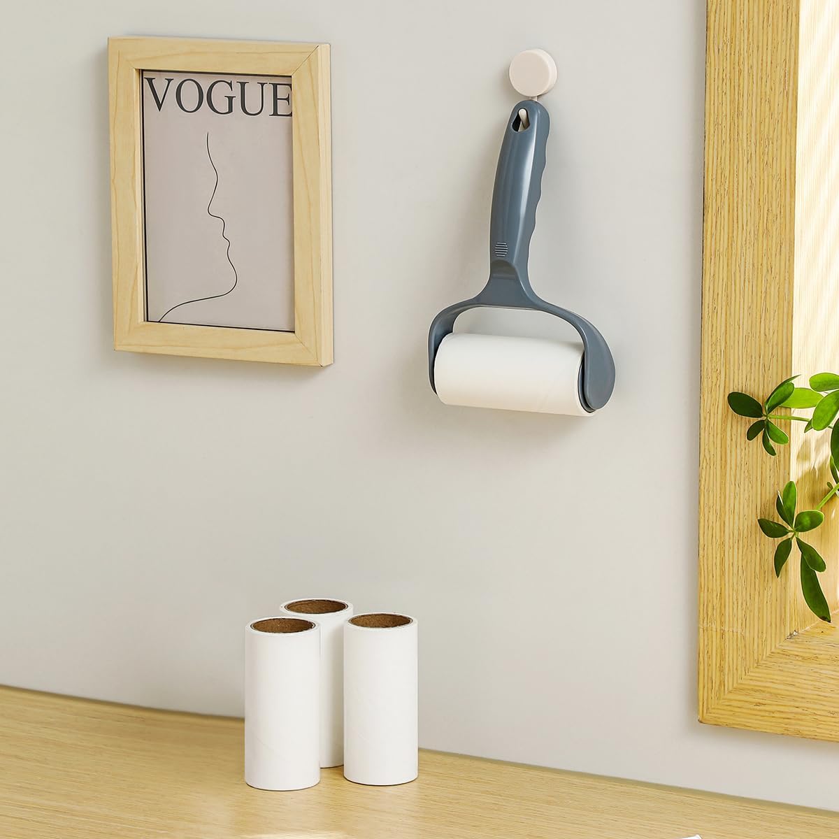 Easy to Use Lint Roller for Couch Furniture Dog & Cat Bed Balliard Table Lint Remover for Pet Hair Extra Sticky 1 Reusable Handle with 4 Refills (Navy Black)