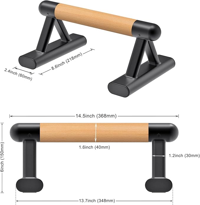 SELEWAERE Parallettes Floor Workout Push Up Handles Non-Slip Pushup Bars Handstand Bars for Calisthenic Fitness Sturdy Steel Tubing, Load up to 600 lbs