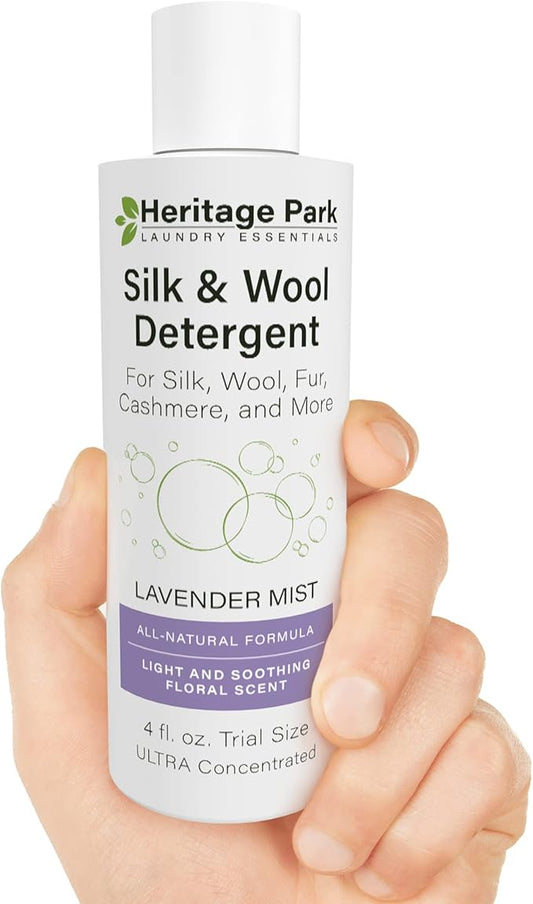 Heritage Park Silk & Wool All-Natural Lavender Mist Scent, pH-Neutral Laundry Detergent - Enzymes-Free, Ultra Concentrated (4 fl oz Trial Size)