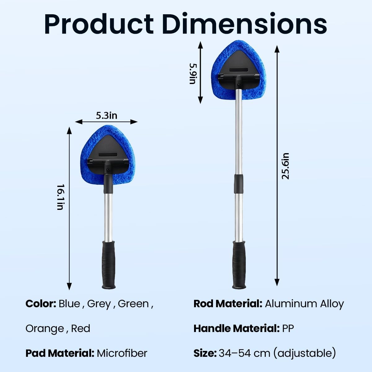 Windshield Window Cleaner Tool, Longer Extendable Glass Cleaning Tool with Microfiber Pads and Spray Bottles,Glass Wiper Kit for Car Windshield & Home Windows (Blue Set)