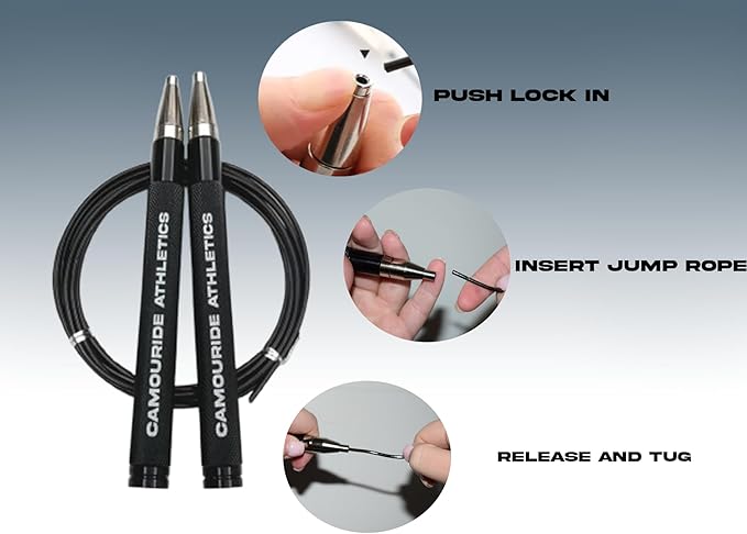 High Speed Jump rope For Men, Women, Kids | Easy set up, self locking, no screw, 360 rotation for Cardio, Boxing, MMA | Quick Fitness and conditioning with double unders | two tangle free ropes and two handles| Free Carrying Bag