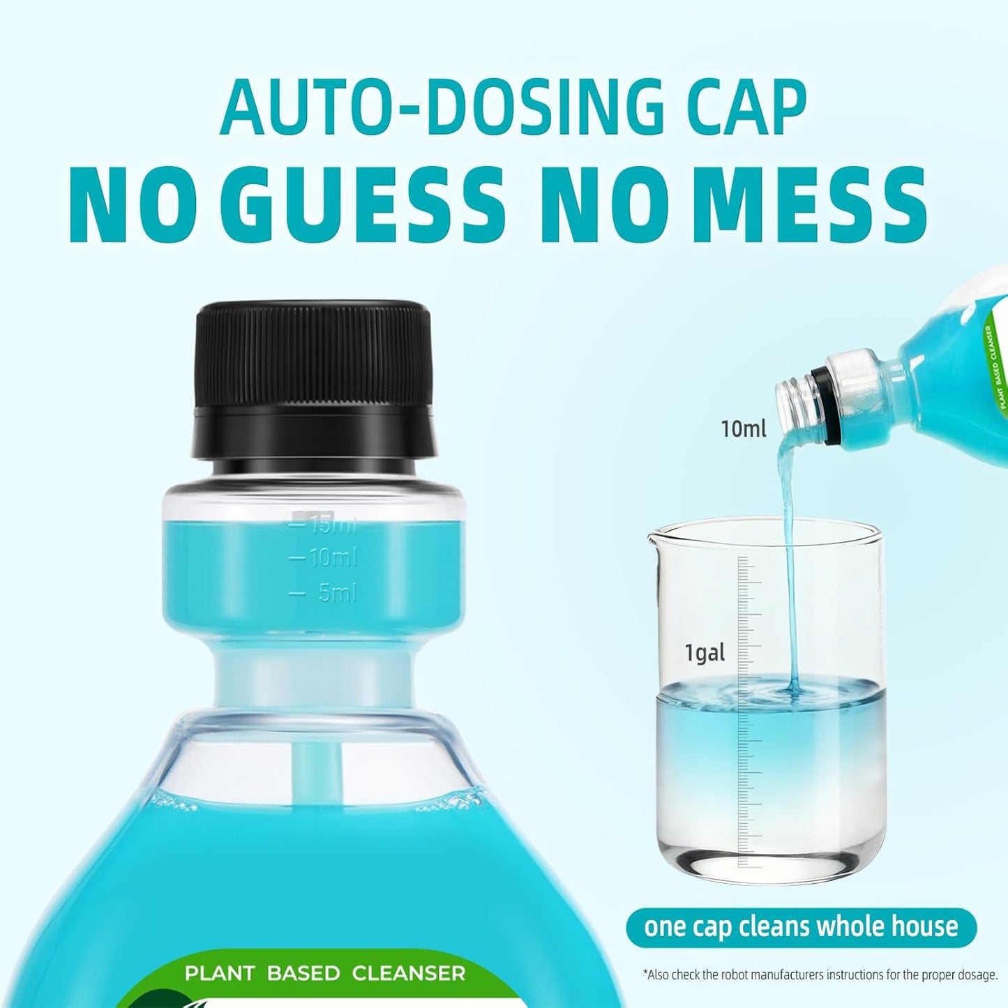 Robot Mop Cleaning Solution,100X Concentrated Floor Cleaner compatible with All Robot Vacuum and Mop,Plant-Based, Pet-Safe Formula for Hardwood,Tile, Laminate,Vinyl,16.9 Fl Oz(Pack of 4)