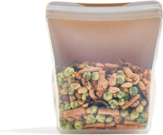 W&P Porter Silicone Reusable Storage Bag, Sandwich (36oz Stand-Up), Oat, Food Storage Container, Microwave and Dishwasher Safe, Easy Cleaning