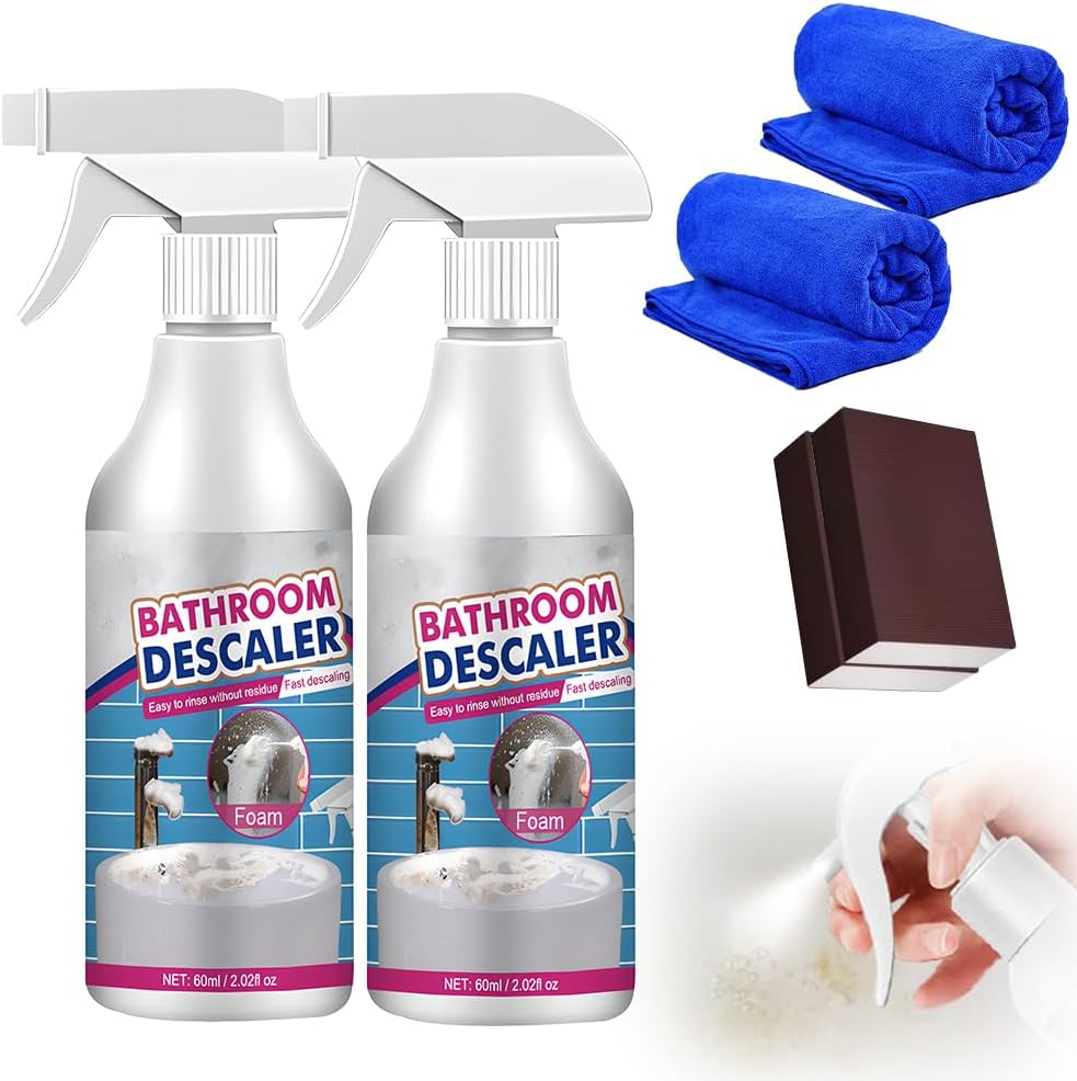 Bathroom Descaler Foam Cleaner, 2025 Upgrade Multipurpose Stubborn Stains Cleaner for Shower Room Glass Sink Toilet 100ml (2)