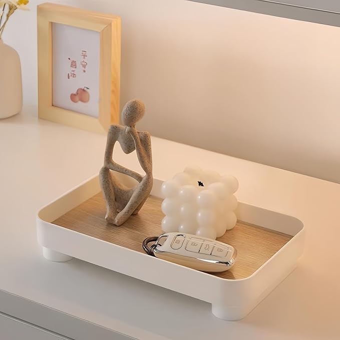 Decorative Tray for Coffee Table, Rectangle Vanity Tray Bathroom Decor, Desk Organizer for Perfume, Candles, Keys, Jewelry Home Decor Trays (Rectangle)