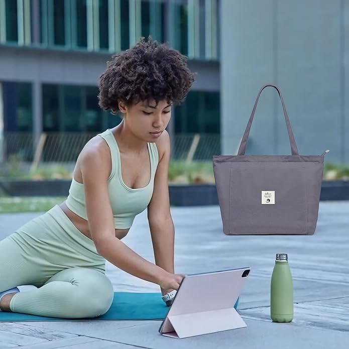 WLLWOO WLLWOO Yoga Bags for Women with Yoga Mats Bags Carrier Carryall Canvas Tote for Pilates Shoulder for Travel Office Beach Workout
