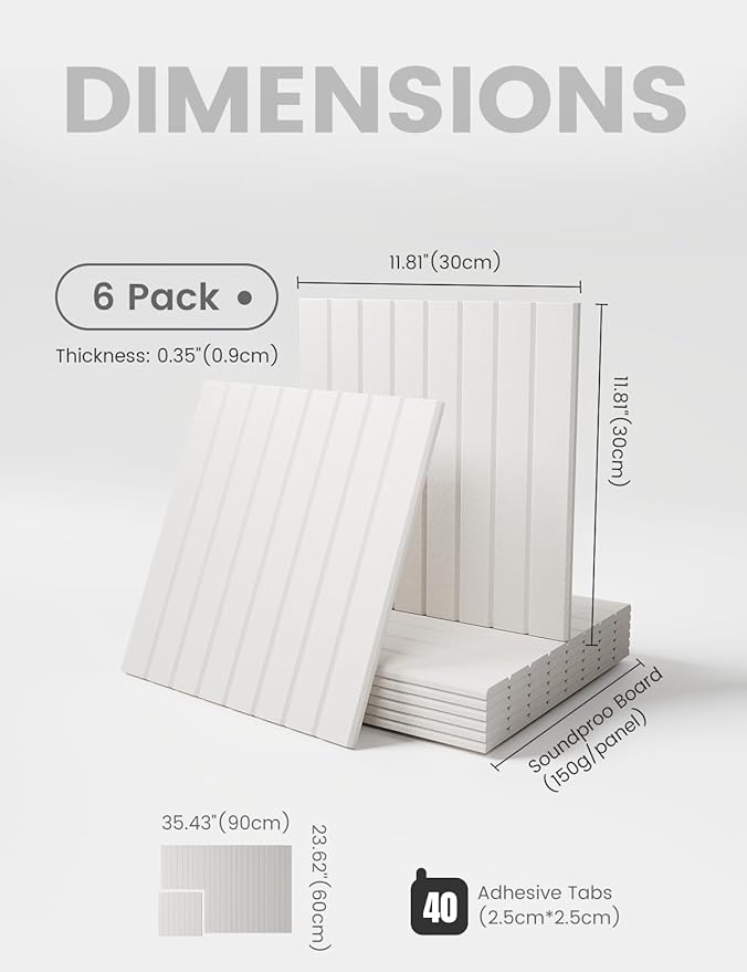 Large Felt Bulletin Board 36" x 24" Cork Board Alternative-6 Pack with 40 Safe Removable Adhesive Tabs, Cork Boards for Walls Cork Board for Home Office Classroom Pin Board (Milky White)