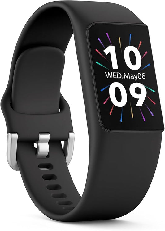 FITVII Fitness Tracker, Slim AMOLED Fitness Watch 2025 with 24/7 Heart Rate, Blood Pressure, Blood Oxygen, Stress Monitor, Step Calorie Counter, IP68 Waterproof Smart Watch for Women Men