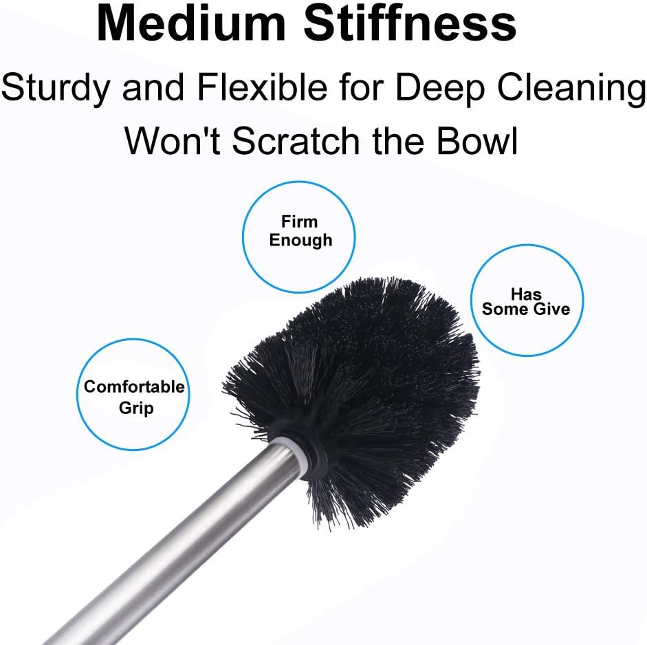 Angle Simple Toilet Brushes, Toilet Bowl Scrubber Brush Head 3 PCS with Cleaner Wand for Bathroom Restroom