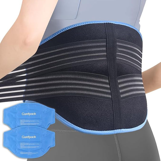 Ice Pack for Back Pain Relief, FSA Eligible, 2 Packs Reusable Lower Back Wrap Hot Cold Therapy for Sciatic Injuries, Tailbone Pain, Lumbar Surgery, Coccyx, Herniated Disc, Gift