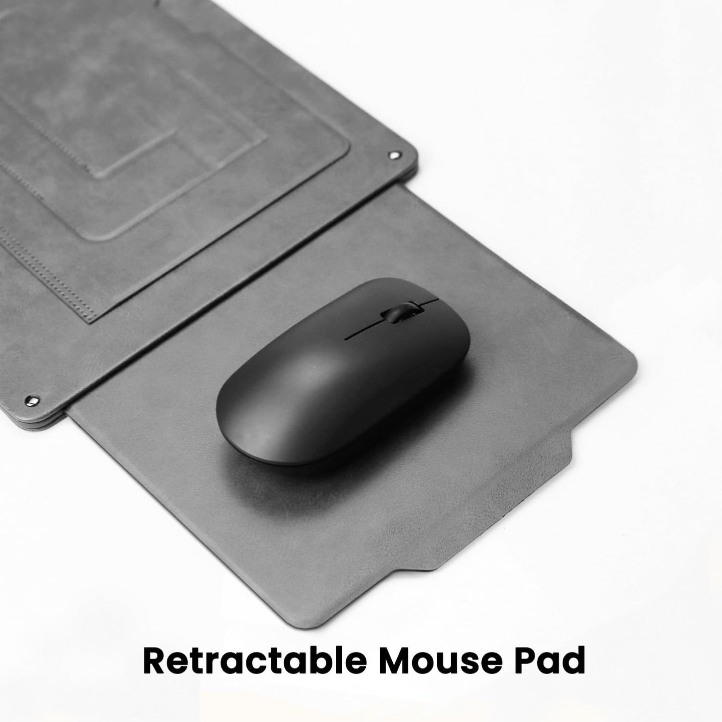 PUNCUBE Portable Lap Desk - Lap Desk with Retractable Mouse Pad, Adjustable Stand, Writing Board, Expandable Surface, and Heat Protection for Laptops and Tablets (Silver Grey)