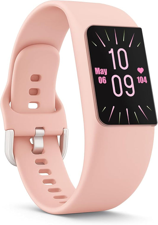 FITVII Fitness Tracker, Slim AMOLED Fitness Watch 2025 with 24/7 Heart Rate, Blood Pressure, Blood Oxygen, Stress Monitor, Step Calorie Counter, IP68 Waterproof Smart Watch for Women Men