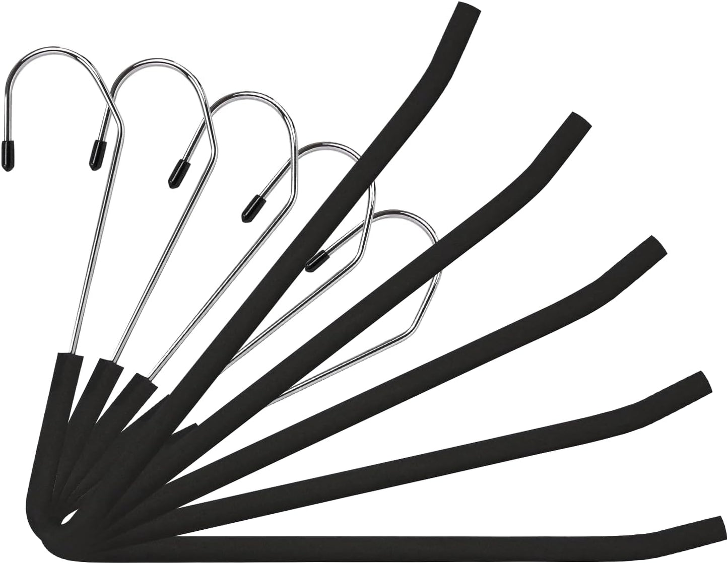 Spring Fever Space Saving Open Ended Heavy Duty Chrome Plating Non Slip Friction Foam Coated Slack Pants Trousers Hangers Black 5