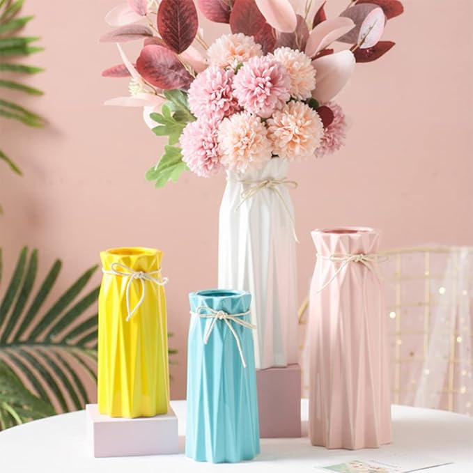 Ceramic Flower Vase Modern Home Decor Vases for Centerpieces Pink Minimalist Farmhouse 9.5" H x 3.9" W Cute Decorative Vases Flowers Tulip Pampas Grass Vase for Table Bathroom Shelf