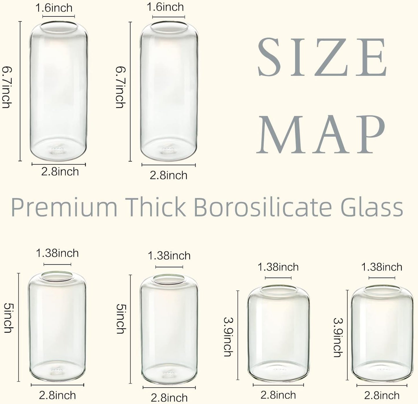 ZENS Bud Vases Set of 6, Modern Small Glasss Vase for Flower Clear Bud Vases in Bulk for Wedding Centerpiece, Blown Thicker Glass Small Vase for Flowers, Wedding Party Decorative, Home Bathroom Decor
