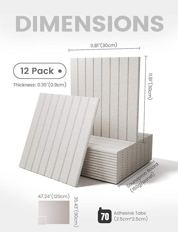 Large Felt Bulletin Board 48" x 36" Cork Board Alternative-12 Pack with 70 Safe Removable Adhesive Tabs, Cork Boards for Walls Cork Board for Home Office Classroom Pin Board (Oatmeal)