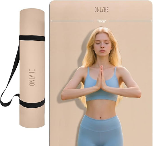 Yoga Mat Extra thick 8mm Exercise mat, Soft Lightweight TPE Fitness Mat with strap, High Elasticity, Anti-fatigue,non-slip mat for Women, Yoga, Camping, Travel, Gym & Outdoor | 72"L x 0.32"Th