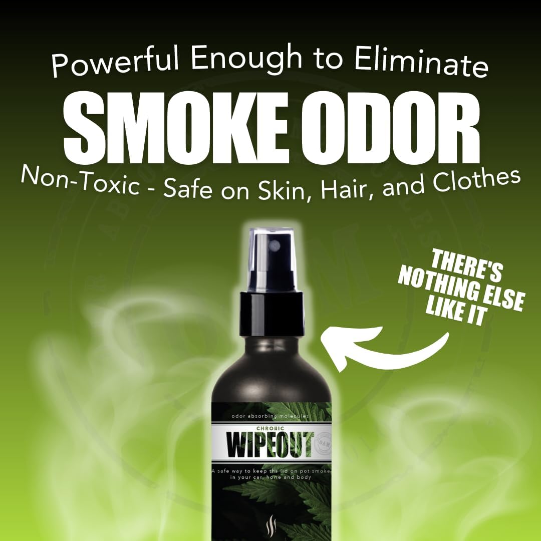 Chronic Wipeout Smoke Odor Eliminator Spray For Strong Odor - Highly Effective for Deodorizing Homes, Clothes, Cars, Office, Hands, & Hair from Smoke Smells - 1 16 oz Bottle Sugar Cookie Fragrance