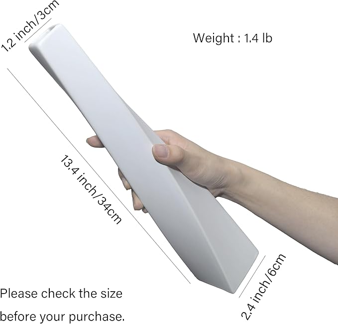 White Ceramic Vase 13.5" Modern Minimalist with Rotating Geometric Design, Slim Dried Flower Centerpiece for Home Office, Living Room, Dining Room, Entryway Decoration