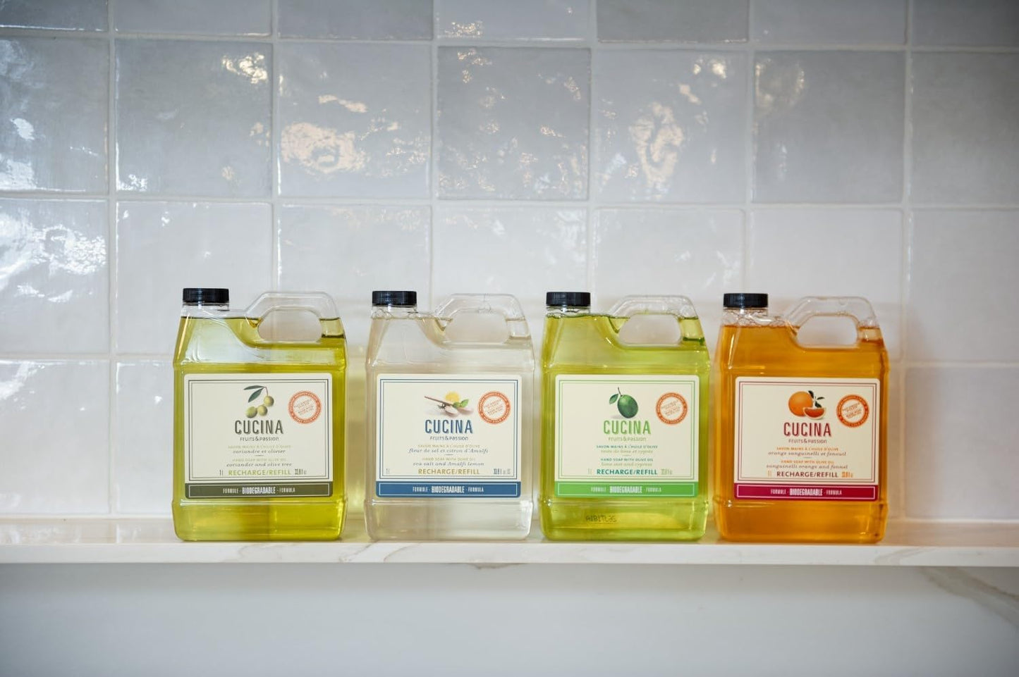 Fruits & Passion Cucina Concentrated Dish Soap Refill, Lime Zest & Cypress Tree, Gentle Liquid Dishwashing Detergent with Olive Oil, Vegan & Eco-Friendly Formula, 1 Liter (33.8 fl oz)