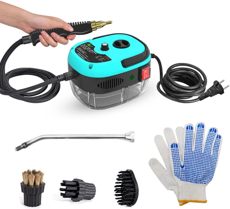 Irishom 2500W Portable Handheld Steam Cleaner High Temperature Pressurized Steam Cleaning Machine with Brush Heads and Gloves for Kitchen Furniture Bathroom Car