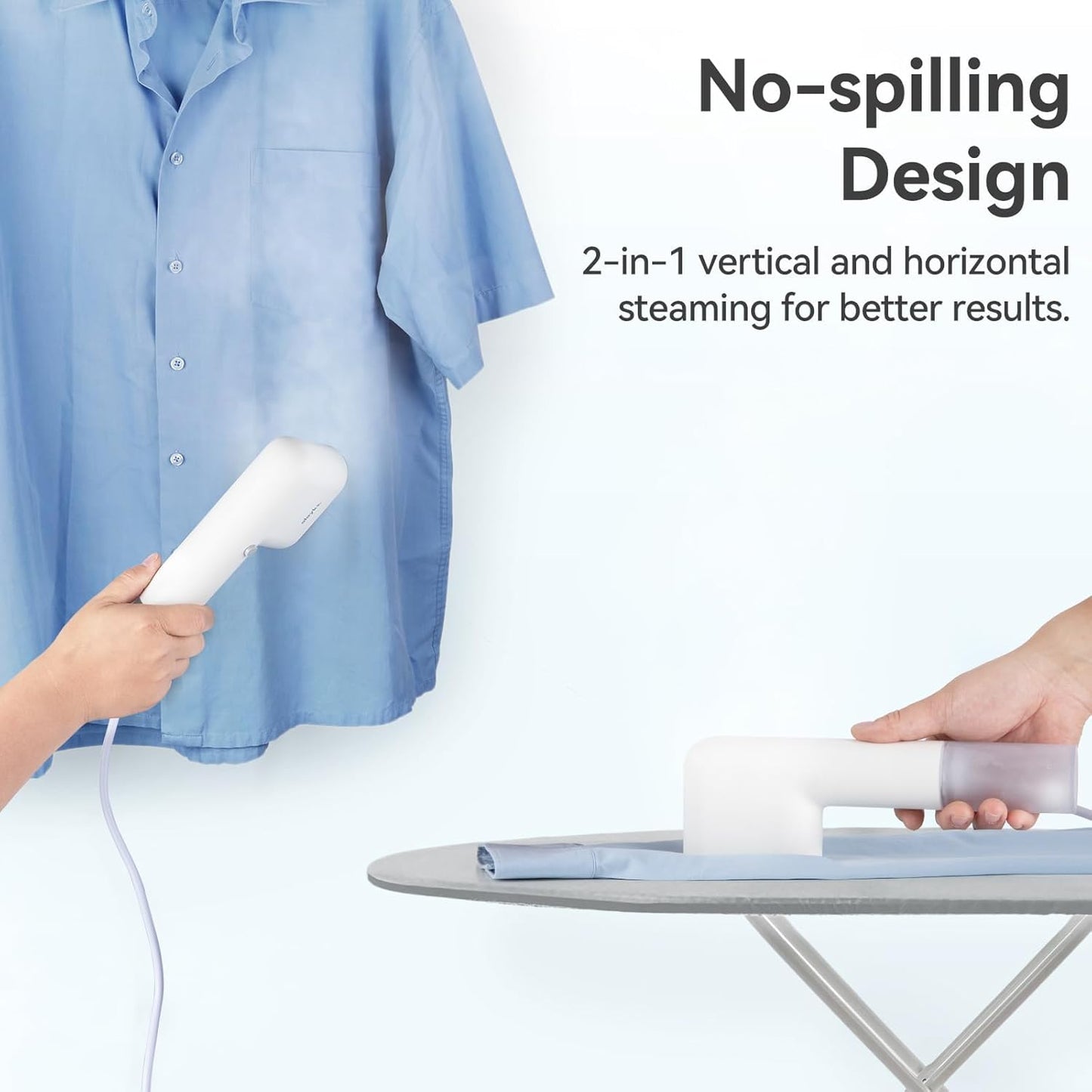 Travel Steamer for Clothes, Fashion Portable Handheld Garment Steamer, 15S Heat Up, Travel Size Steamer ＆ Iron 2 In 1, 1.1lbs, Fabric Wrinkle Remover for All Clothes, White