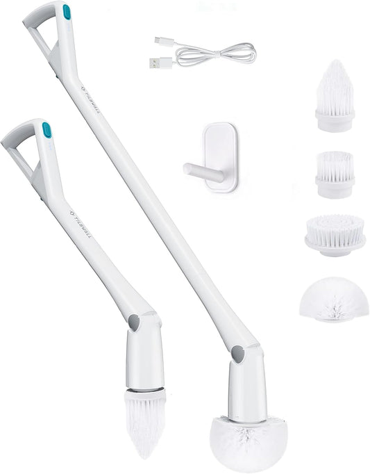 Tilswall Cordless Electric Spin Scrubber - Powered Shower & Tile Cleaning Brush with Detachable Handle, 2-Speed Modes & Extra Battery, for Bathroom Tub/Glass/Car Windows