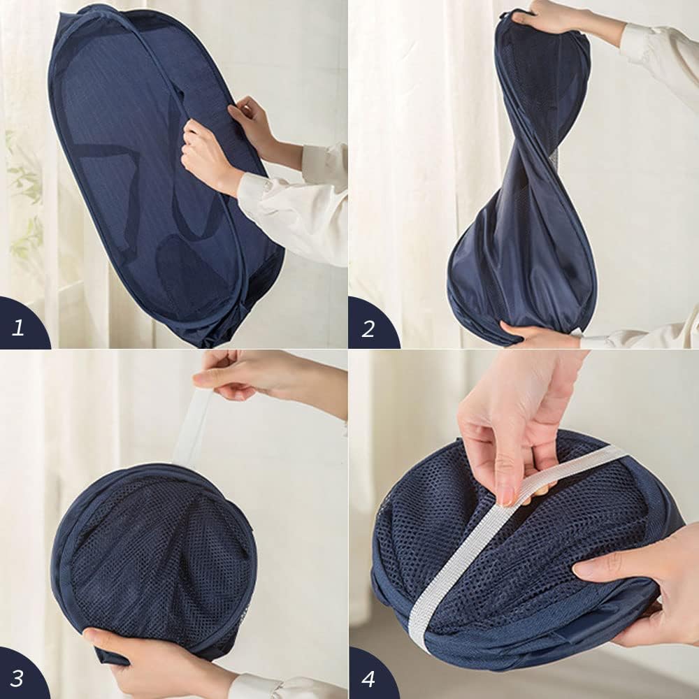 2 Pcs Mesh Popup Laundry Hamper, Opening Laundry Basket,Popup Laundry Basket with Durable Handles,Foldable Pop-up Mesh Hamper Dirty Clothes Basket for Clothes & Laundry-Home Organization