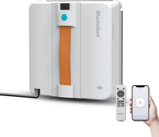 Mamibot W120-DP Window Cleaning Robot for High-Rise Glass - 3200Pa Strong Suction, Multiple Cleaning Modes,4 Water Spray Nozzles,Edge Detection Technology,App&Remote Control(Blue)