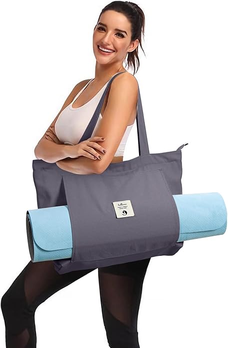 WLLWOO WLLWOO Yoga Bags for Women with Yoga Mats Bags Carrier Carryall Canvas Tote for Pilates Shoulder for Travel Office Beach Workout