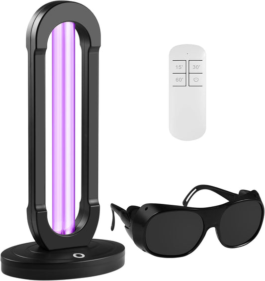 38W UV Light UVC Lamp | 265nm Air & Surface Refreshment | One-Piece Construction, 3-Stage Timer, Remote + Manual Control w/Buzzer | Avoid Exposure (with Ozone)