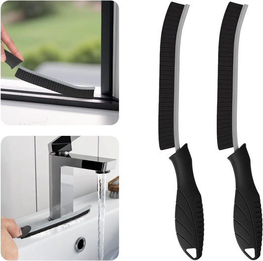 2 Pack Cleaning Brush, Grout Brush, Hard Bristle Crevice Cleaning Brush, Multifunctional Deep Cleaning Supplies for Swimming, Walls, Shower, Bathroom, Tile, Kitchen,Tub, Sink, Toilet (Black)