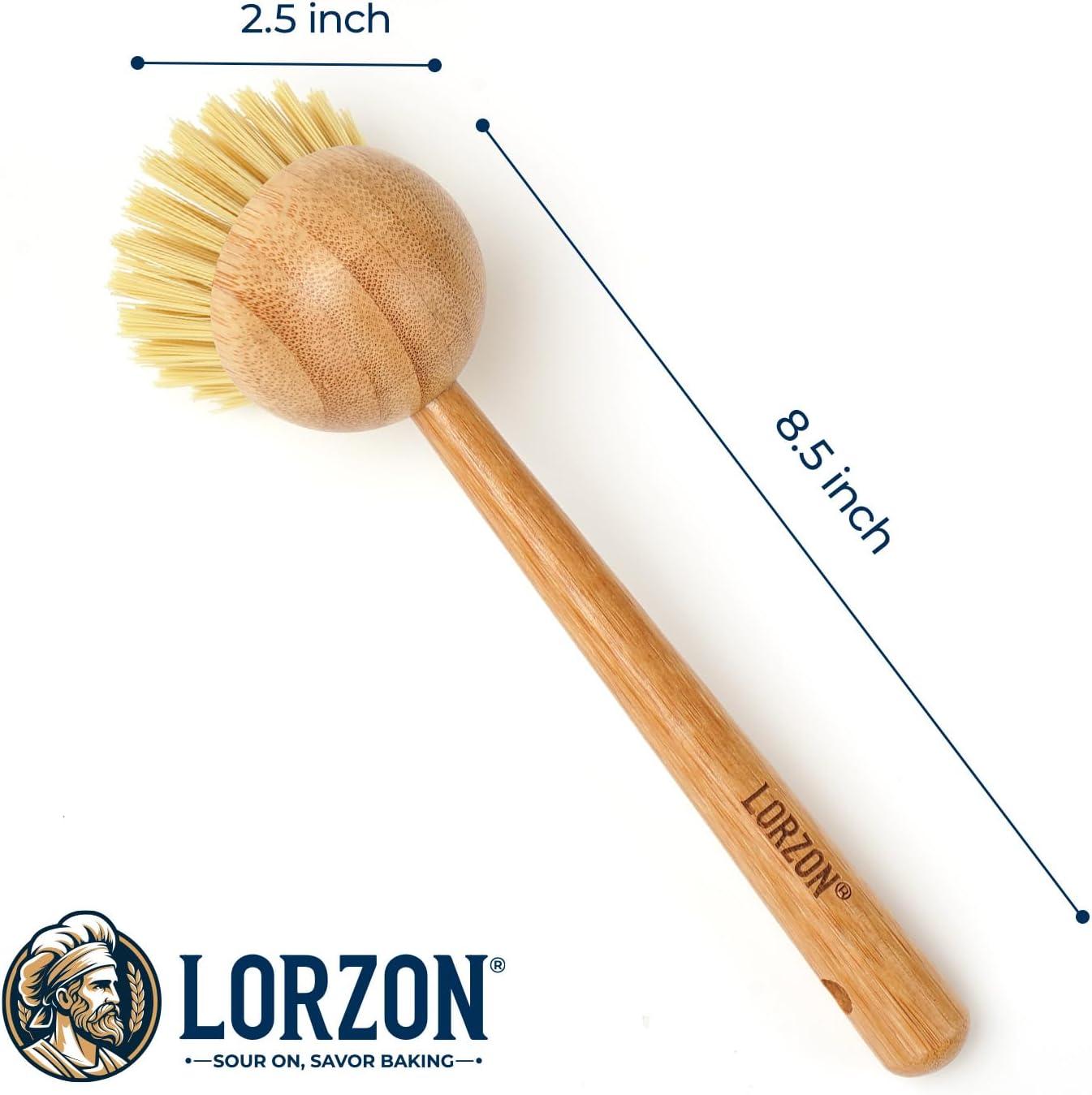 2 Pack Dish Brush with Handle, Bamboo Dish Scrub Brush, Kitchen Brushes for Dishes, Scrubber, Pots, Pans, Sink, Dishwashing Cleaning Brush