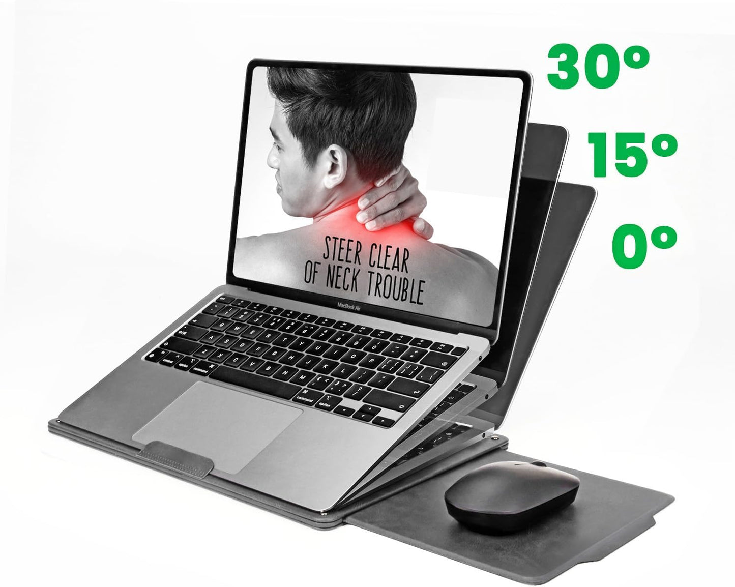 PUNCUBE Portable Lap Desk - Lap Desk with Retractable Mouse Pad, Adjustable Stand, Writing Board, Expandable Surface, and Heat Protection for Laptops and Tablets (Silver Grey)