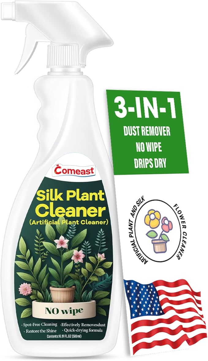 Silk Plant Cleaner Spray No Wipe, Artificial Plant Cleaner and Silk Flower Cleaner Spray, Silk Flower Cleaner Spray No Wipe Spray Away Dust Remover, Drips Dry Faux Plant Spot16.91 Fl oz