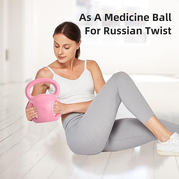 RUNWE 3 Handle Kettlebells Weight - Weight for Women Options 5, 10, 15 and 20 LB for Russian Twists AB Exercise, Weightlifting and Core Fitness Exercise Home Gym [Single in Sold]