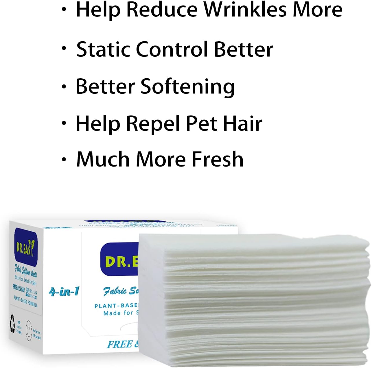 DR.EASY Dryer Sheets Plant Based Formula 504 Ct Fabric Softener sheets for Laundry Free & Clear Essential Oil Scented No Artificial Fragrances No Dyes Reduce Static & Wrinkles Help Repel Pet Hair