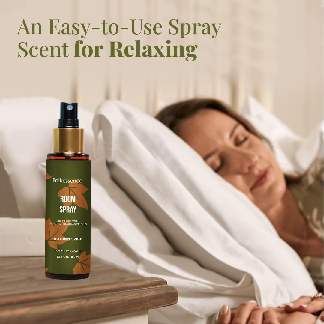 Folkulture Air Freshener - Odor Eliminator | Fragrance Spray for Bathroom, Shower, Home | Spice Scent or Fall Scents Room Spray for Living Rooms, Bathrooms with Natural Essential Oils | 3.38 Fl Oz