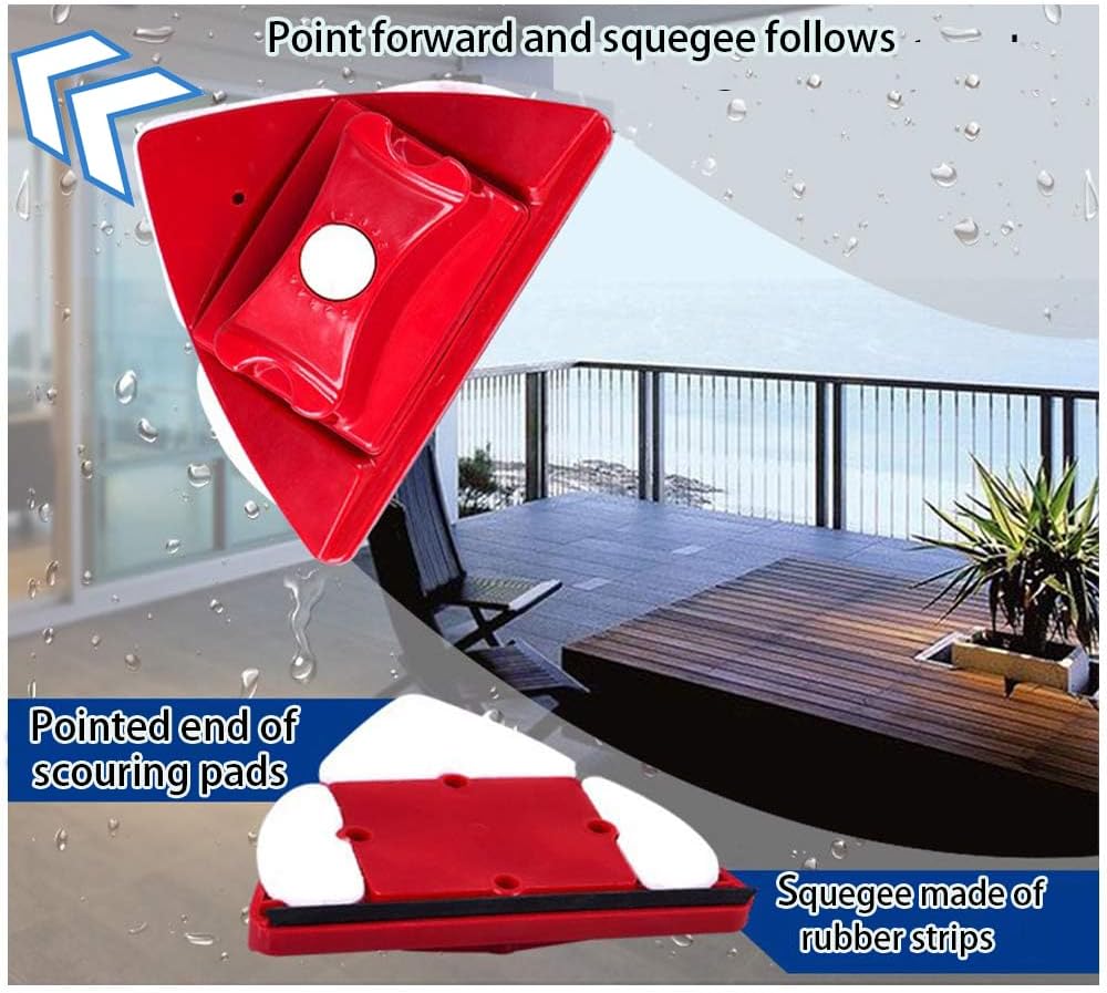 Fcare Outside Magnetic Window Cleaner, Double-Sided Brush Glass Wiper Cleaning Tools, Adjustable Magnetic Glider for High-Rise Double Glazed Thick Windows Thickness 0.3"-1.2" (red)