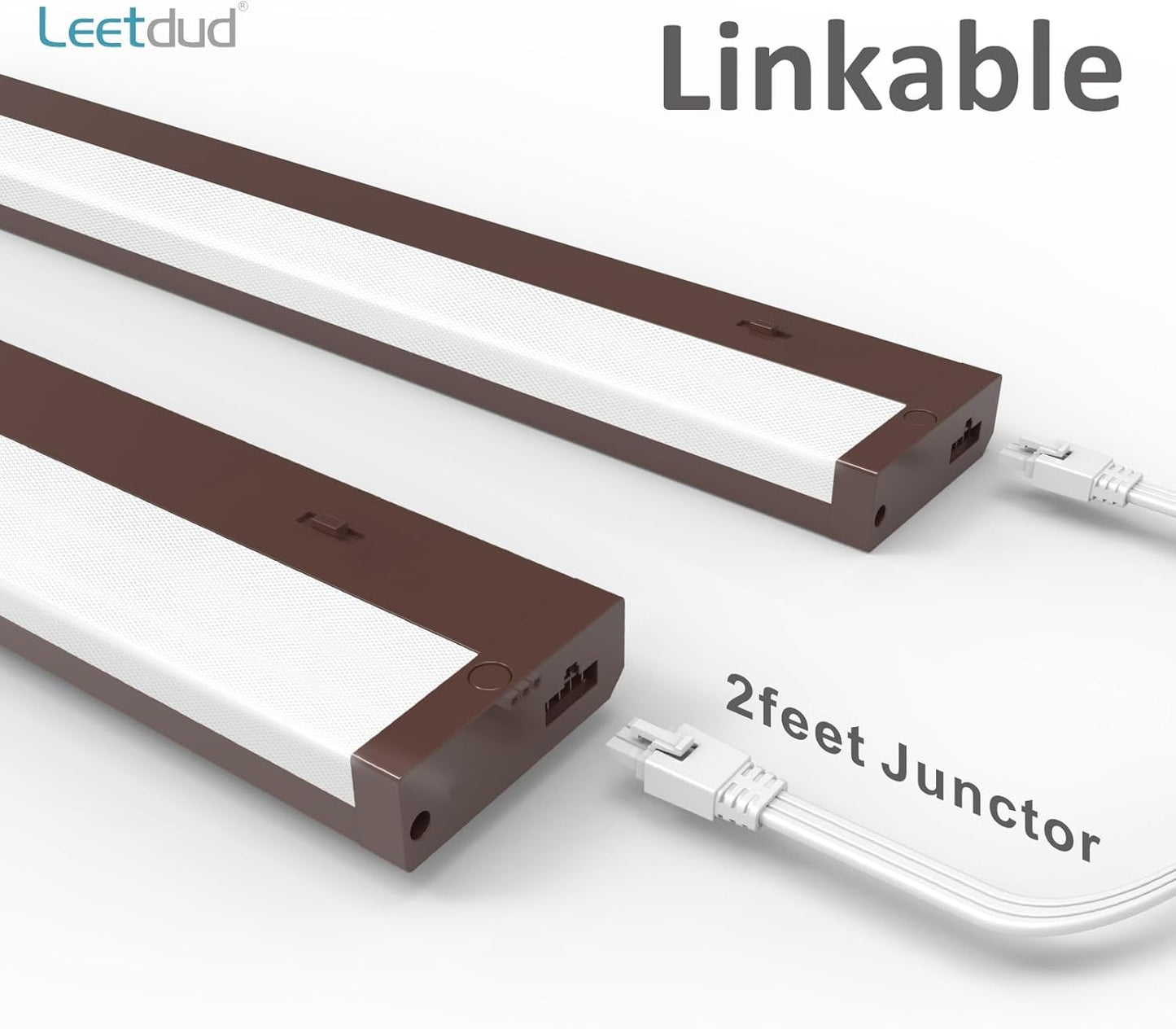 LED Under Cabinet Lighting Hardwired or Plug in, 24 Inch 12W, Dimmable 5 Color 2700K/3000K/3500K/4000K/5000K, Linkable Eyes Care Design Counter Lights for Kitchen, Sink, ETL Listed, Bronze