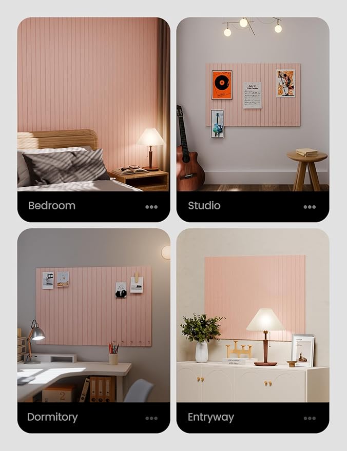 Large Felt Bulletin Board 36" x 24" Cork Board Alternative-6 Pack with 40 Safe Removable Adhesive Tabs, Cork Boards for Walls Cork Board for Home Office Classroom Pin Board (Pink)